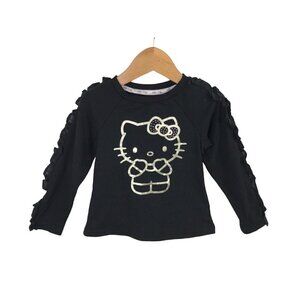 Hello Kitty Black Ruffle Sleeve Top Size 3Toddler NWT